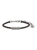 Black Bracelet with Metal Plate and Pendant Detail in Leather for Men Metallic Calf