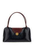 Vivien Black Shoulder Bag with Turn Lock Closure and Medusa Plaque in Leather for Women Lamb