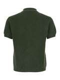LOOK 20 CROCHE POLO Green with Collar and Short Sleeves in Cotton Men Tshirts Shirts