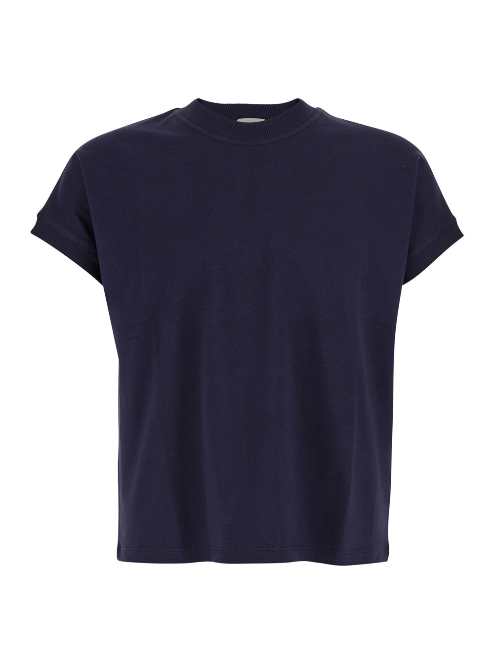 Blue Vintage T-Shirt With Round Neck And Front Logo For Men Blu Cotton Elastane Tshirts Polo Shirts