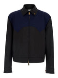 Brown Jacket with Classic Collar and Zip Closure on the Front in Leather for Men Wool Mohair Outerwear