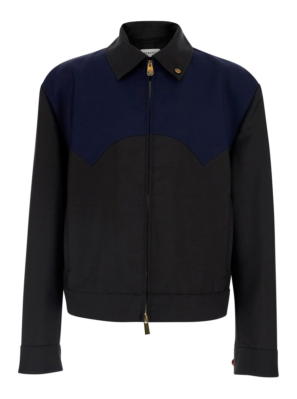 Brown Jacket with Classic Collar and Zip Closure on the Front in Leather for Men Wool Mohair Outerwear