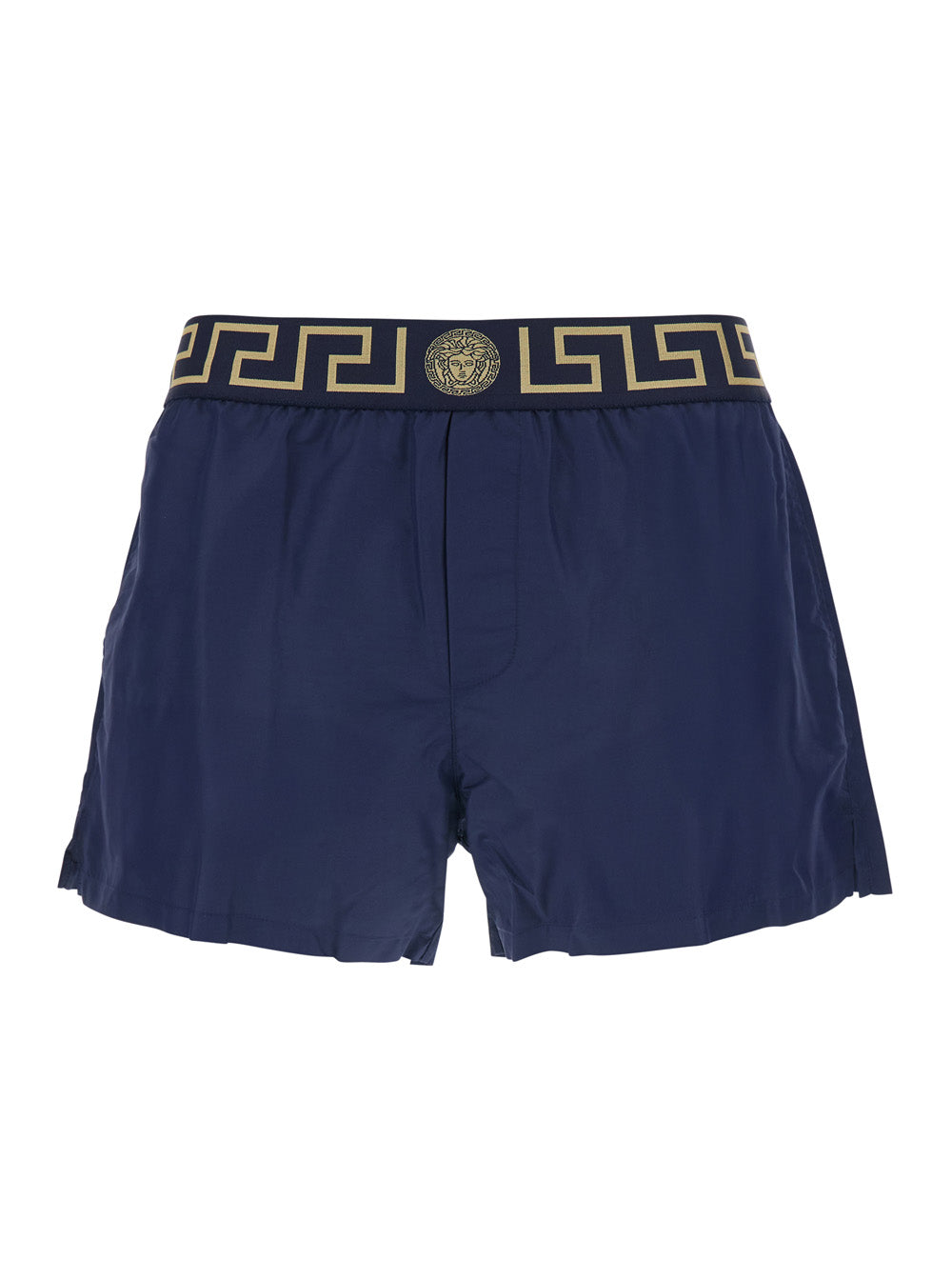 Blue Swim shorts with Greca detail in Tech Fabric for Men Blu Polyester Beachwear