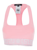 Pink Sport Top with Greca and Medusa Logo In Tech Fabric For Women Tops