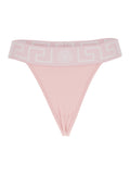 Pink Thong with Baroque Logo and Medusa in Cotton Women Underwear