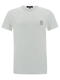 White Crew Neck T-Shirt with Medusa Print on Front in Stretch Cotton for Men Elastane Tshirts And Polo Shirts
