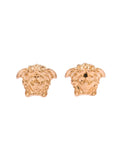 Medusa Head Earrings in Gold Brass Metallic Metal
