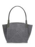 Handbag Victoria Piccola with Logo Lettering Embossed on the Front in Grey Suede for Women Calf Hand Bags