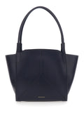 Handbag Victoria Piccola with Logo Lettering Embossed on the Front in Blue Leather for Women Blu Calf Hand Bags