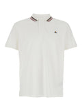 White Classic Collar Polo with Striped Detail and Orb Embroidery on the Front for Men Cotton Tshirts Shirts