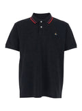 black Polo with logo detail on the front in cotton man Tshirts And Shirts
