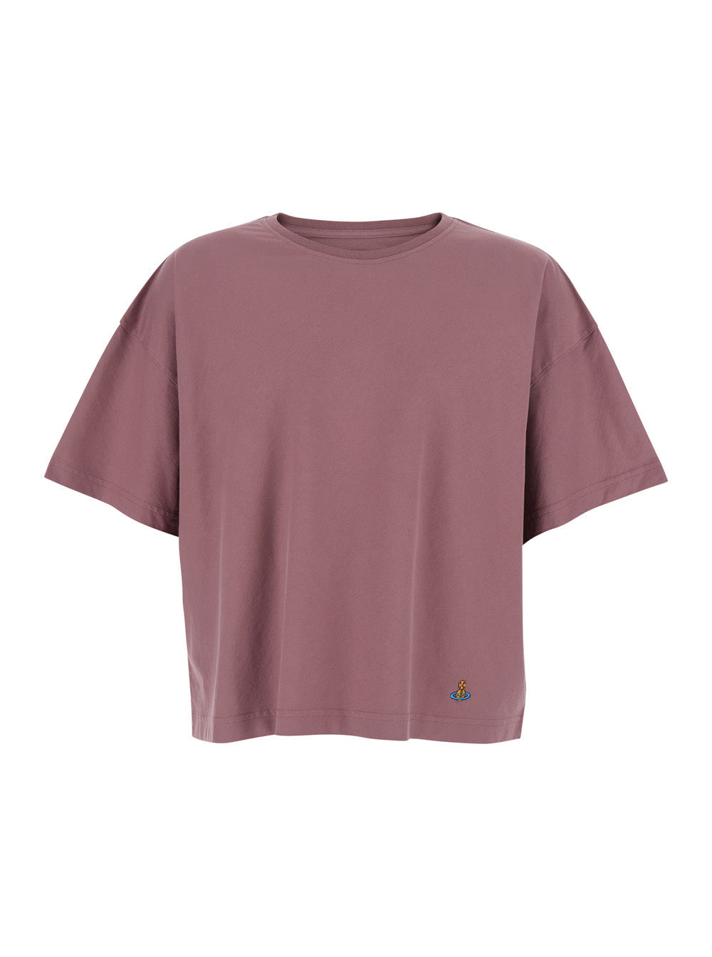 Pink Crew neck T-shirt with ORB logo detail on the front in cotton for men Tshirts And Polo Shirts