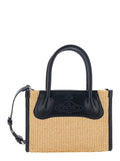Handbag Troy Small Tote Bag With Beige Leather Handles For Women Cotton Polyamide Hand