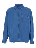 Shirt ZAYNE DENIM ZIP Blue with Front in Tencel Men Blu And Blouses