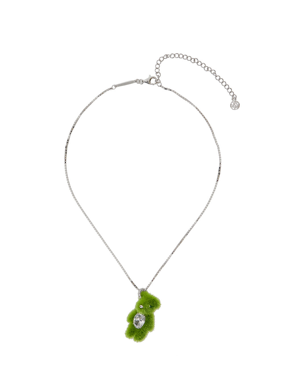 Grass Bear Necklace with Green Pendant Silver 925 Plated 18k Necklaces