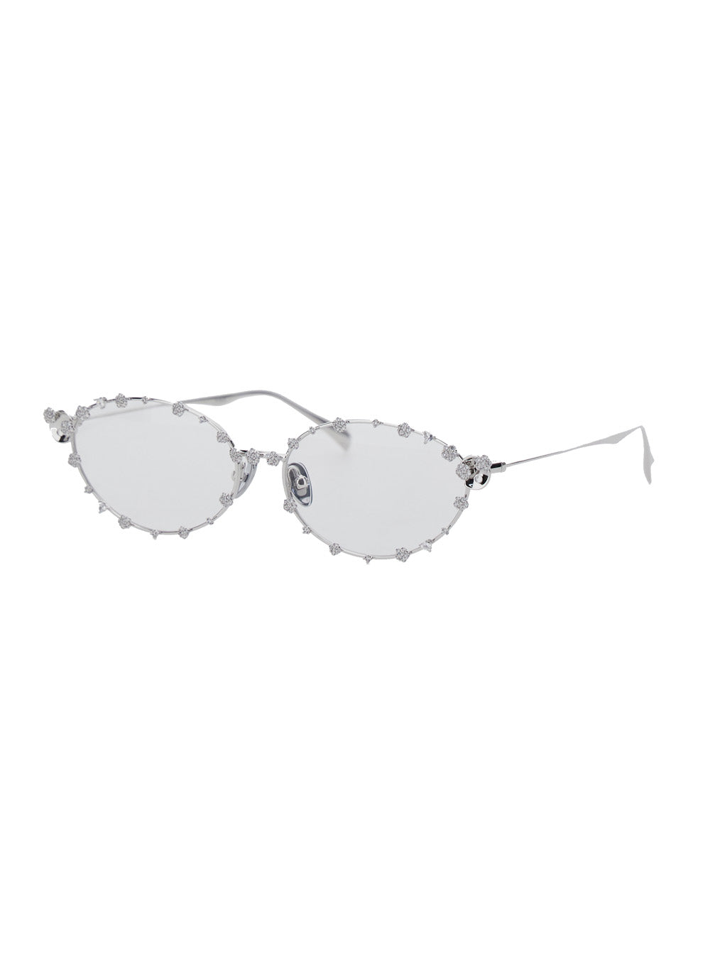 Sunglasses YVMIN with Silver Metal Floral Decorations for Women Metallic Brass Steel Plated 18k