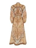 Wanderlust Multicolor Long Dress With V Neck And All-Over Paisley Motif Linen Woman - 3