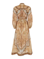 Wanderlust Multicolor Long Dress With V Neck And All-Over Paisley Motif Linen Woman - 3