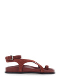 Jalen Slim Sandals with Woven Straps and Buckle Closure in Bordeaux Suede for Women Goat Flat Shoes
