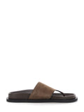 Imara Sandals with Shaped Insole and Rubber Sole in Brown Suede for Women Goat Flat Shoes