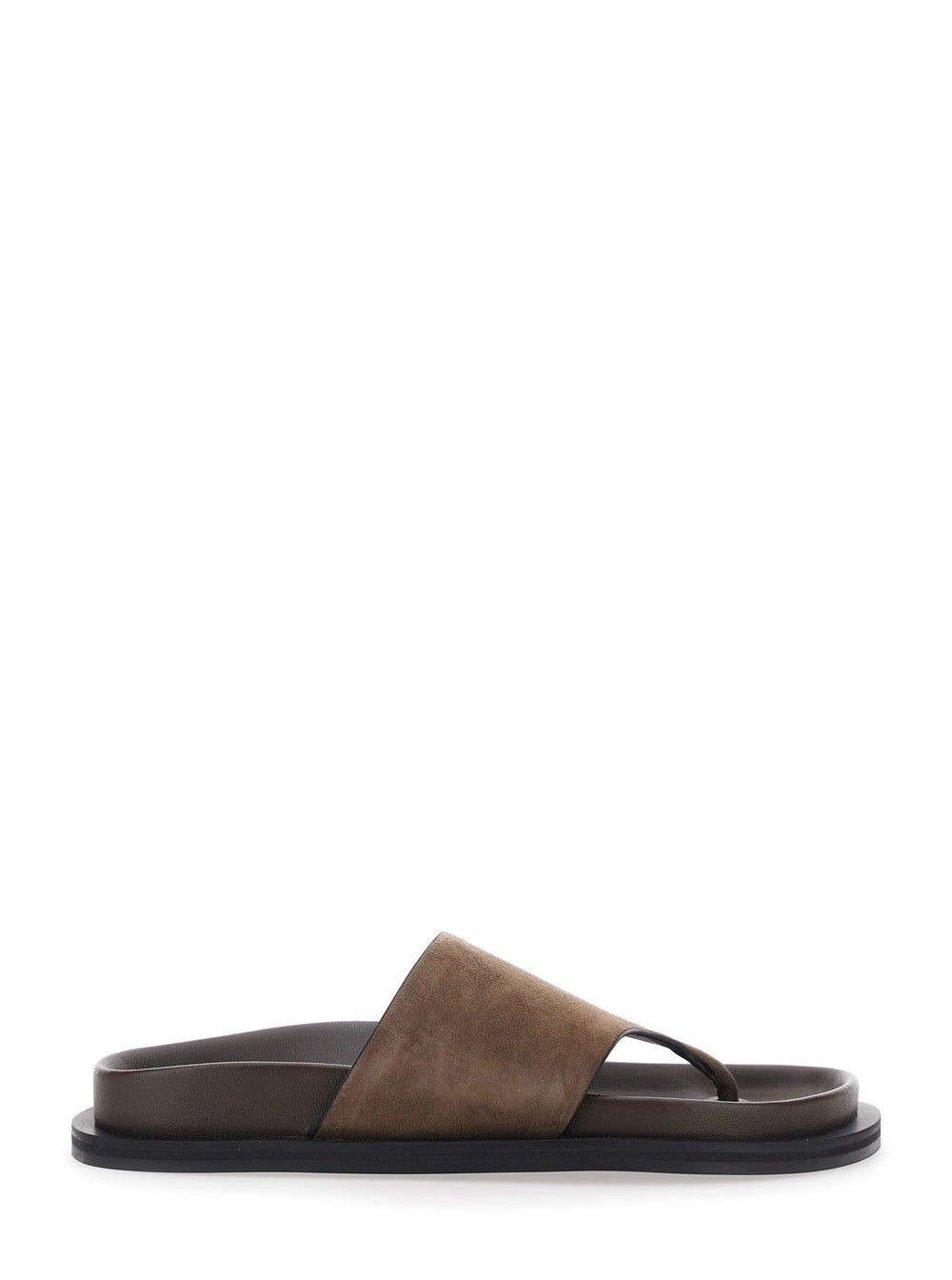 Imara Sandals with Shaped Insole and Rubber Sole in Brown Suede for Women Goat Flat Shoes