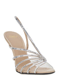 Star Metallic Pumps With High Heel And Strass Details Leather Woman Silk Heels