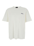 White Crew Neck T-Shirt with Embroidered Logo on the Front in Cotton Man Biological Tshirts And Polo Shirts