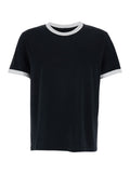Black Crew Neck T-Shirt with Contrast Details in Cotton for Men Biological Tshirts And Polo Shirts