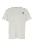 White T-Shirt with Embroidered Logo on the Front in Cotton Man Biologic Tshirts And Polo Shirts