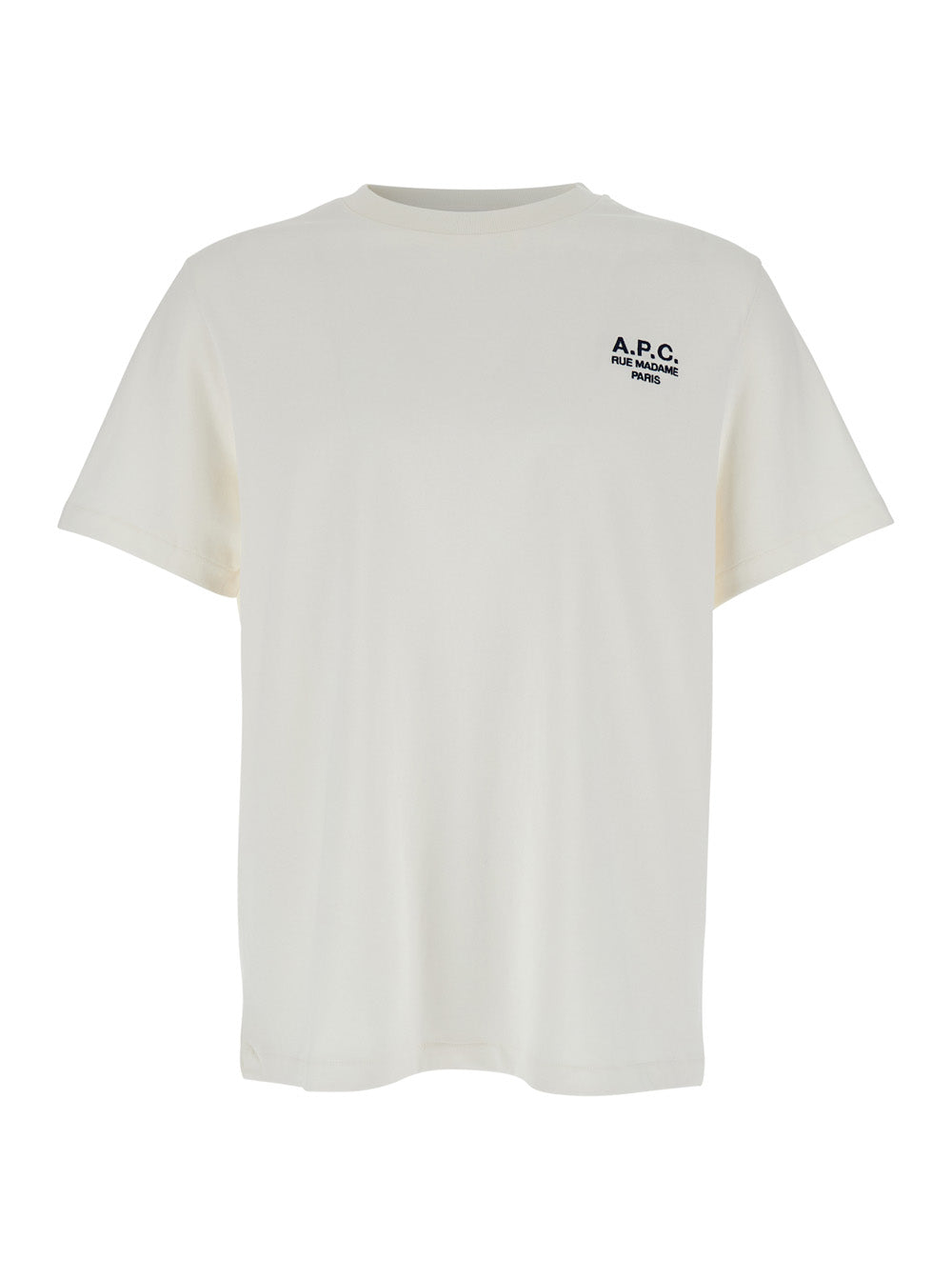 White T-Shirt with Embroidered Logo on the Front in Cotton Man Biologic Tshirts And Polo Shirts