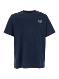 Blue Crew Neck T-shirt with Embroidered Logo on Front for Women Blu Biologic Cotton Tshirts And Polo Shirts