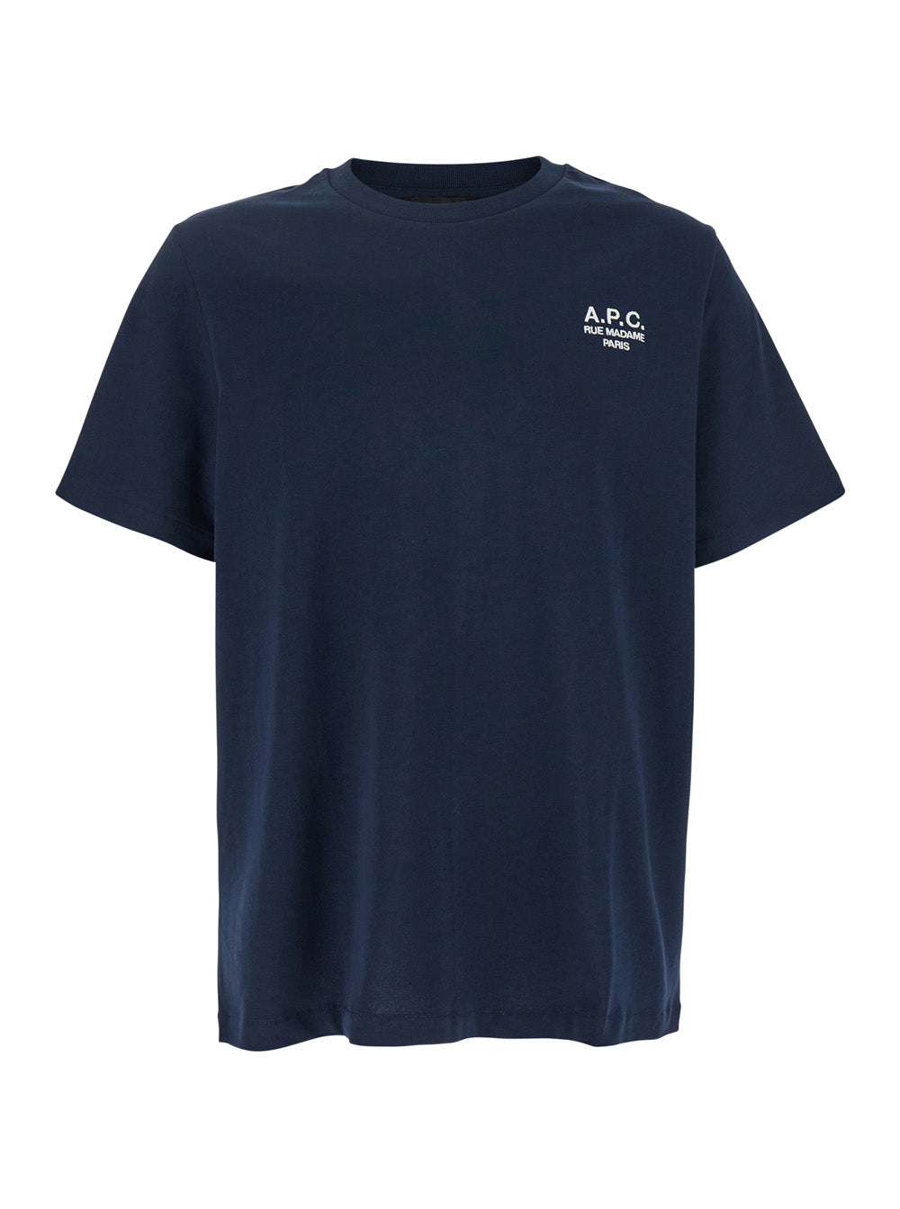 Blue Crew Neck T-shirt with Embroidered Logo on Front for Women Blu Biologic Cotton Tshirts And Polo Shirts