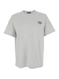 Grey Crew Neck T-Shirt with Embroidered Logo on Front in Cotton Man Organic Tshirts And Polo Shirts