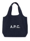 Ninon Blue Shoulder Bag with Two Top Handles and Lettering Logo on the Front in Cotton for Men Blu