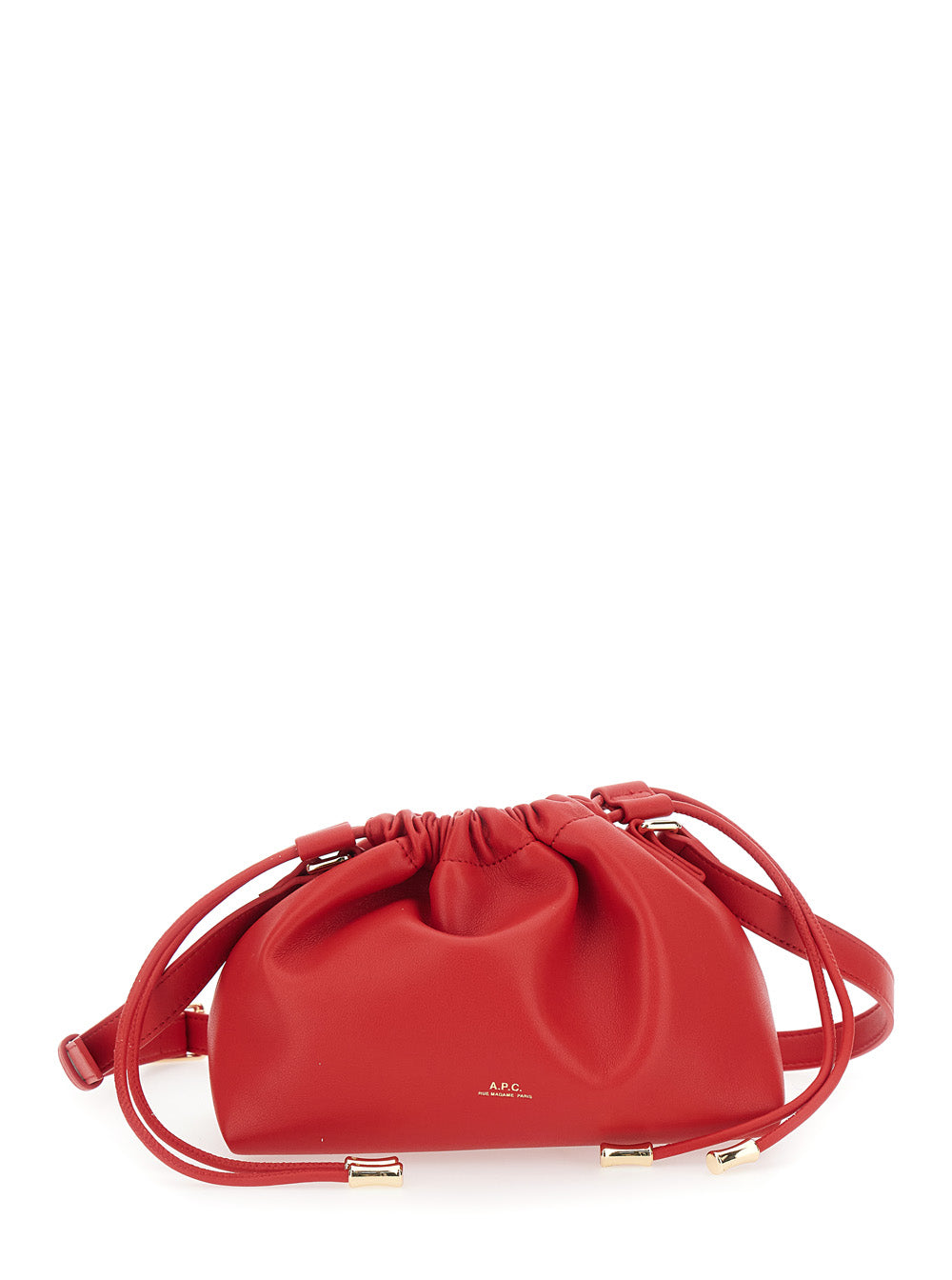 Ninon Mini Red Crossbody Bag With Engraved Logo On The Front And Adjustable Ecoleather Strap For Women