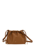 Ninon Brown Crossbody Bag With Drawstring And Logo Lettering Ecoleather For Women