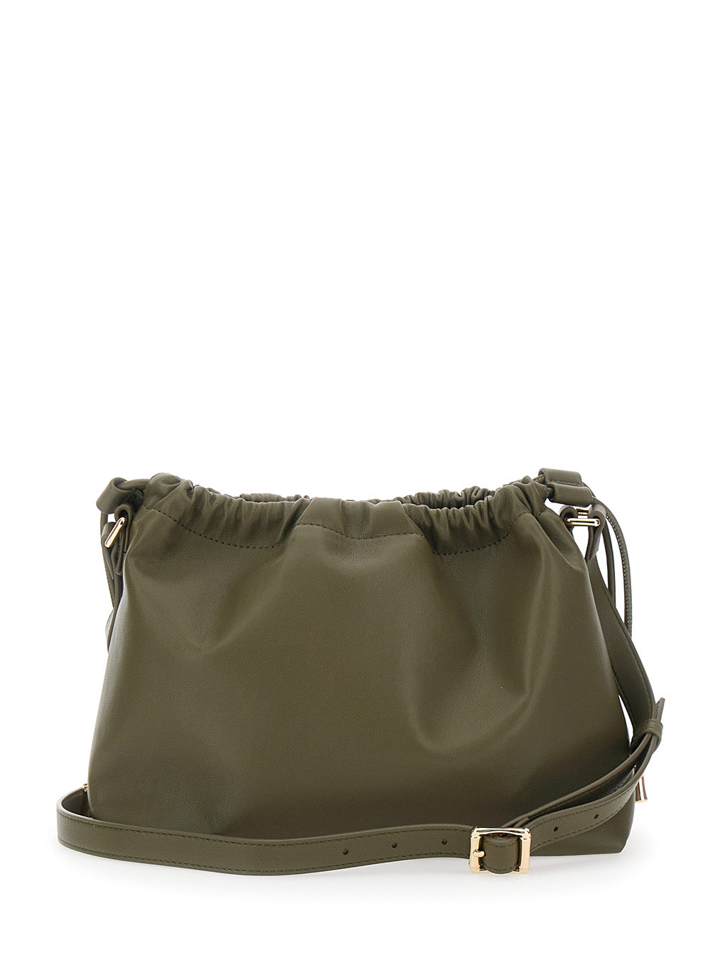 Sac Ninon Green Crossbody Bag With Logo Lettering On The Front And Drawstring Closure Ecoleather Woman