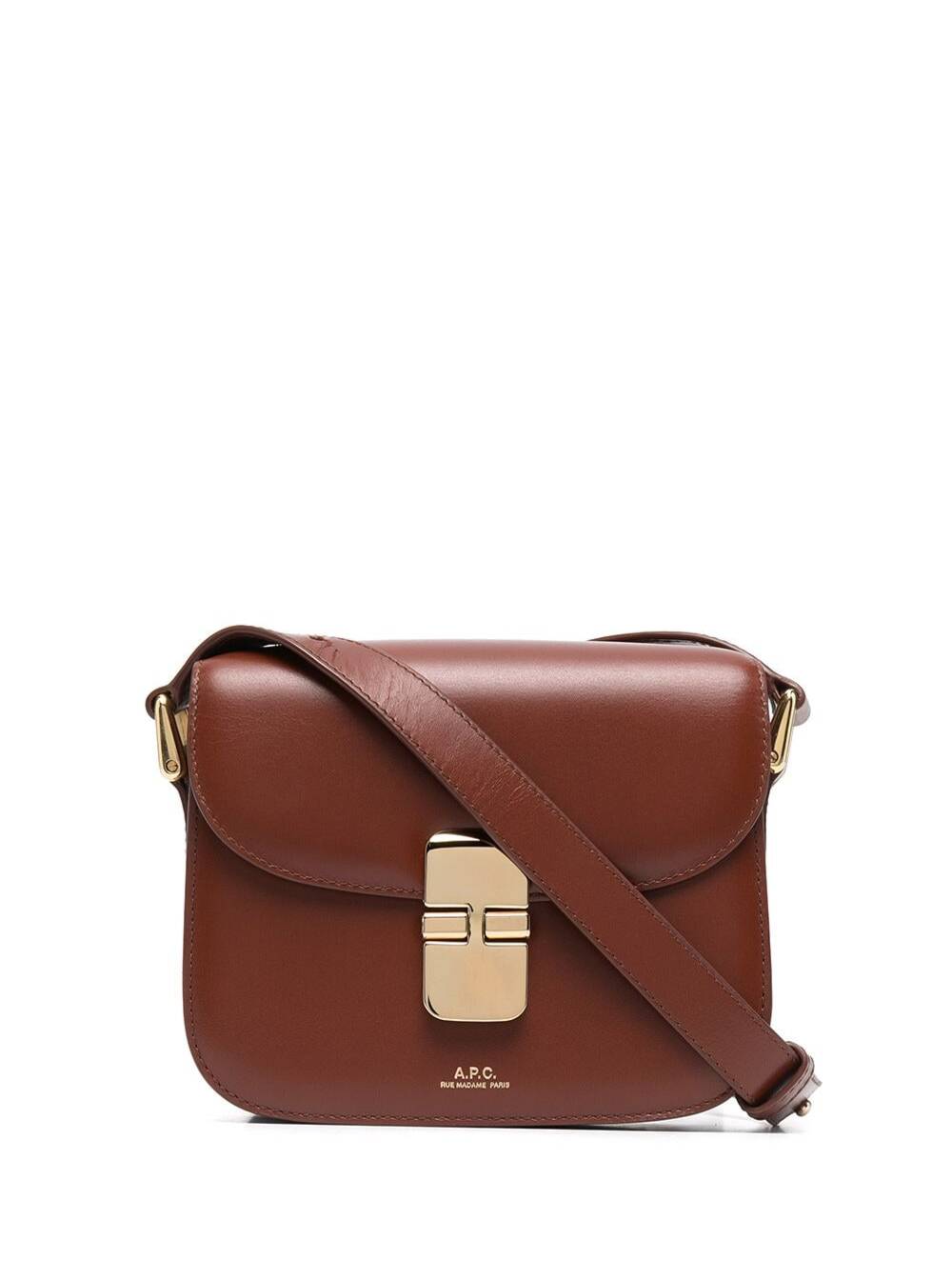 Grace Mini Brown Crossbody bag with Leather Buckle Closure in Eco Woman Cow