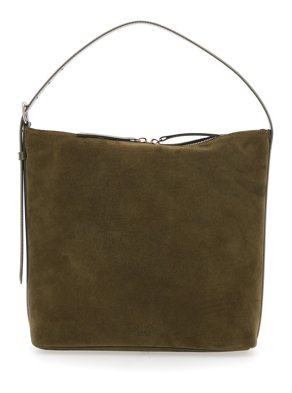 Vera Brown Shoulder Bag with Top Handle and Zipper Closure in Suede Woman Cow