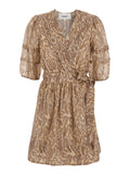 Teodora Beige Dress With V-Neck And Knot At Waist In Fabric Woman Lyocell Nylon