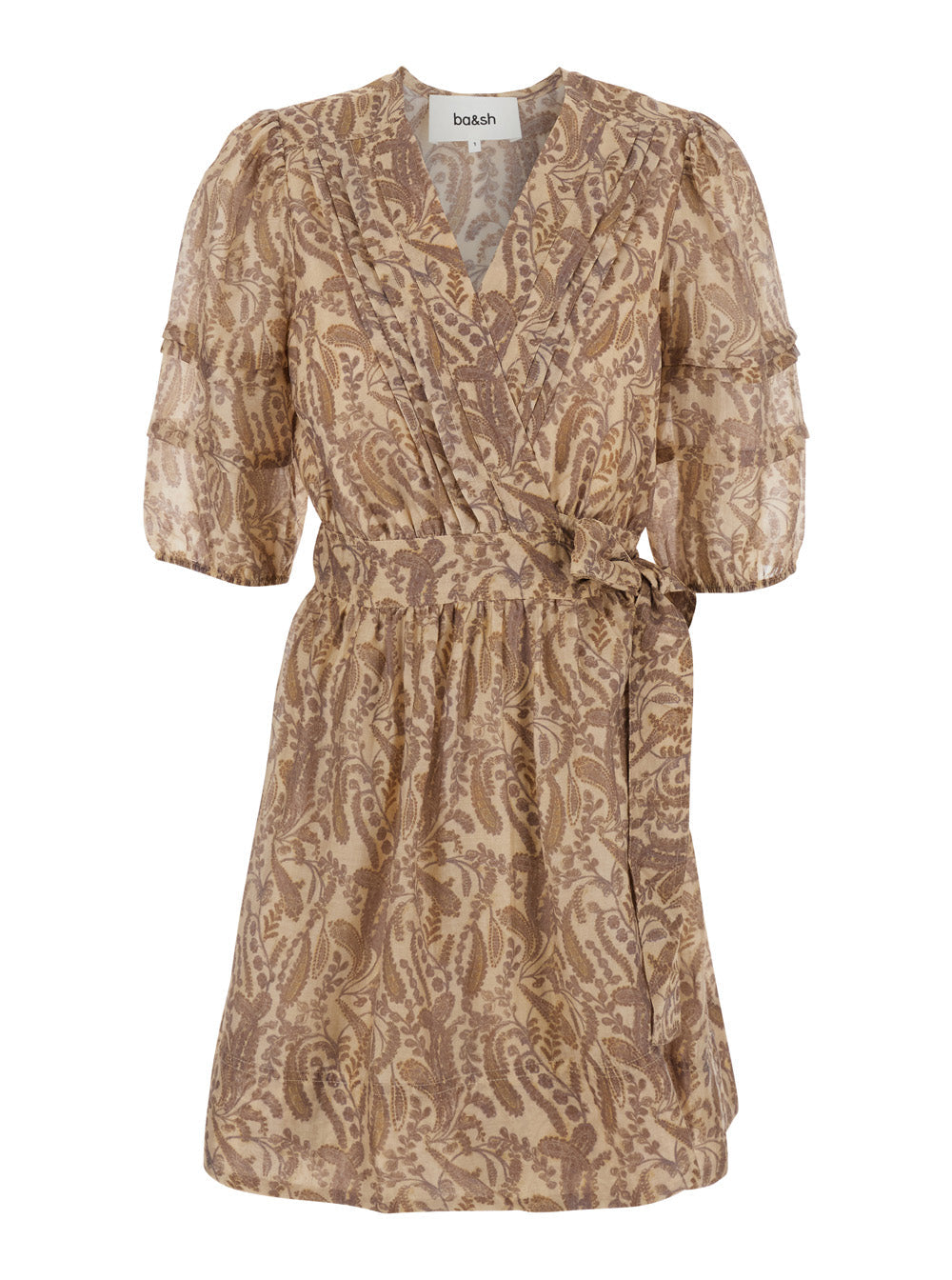 Teodora Beige Dress With V-Neck And Knot At Waist In Fabric Woman Lyocell Nylon