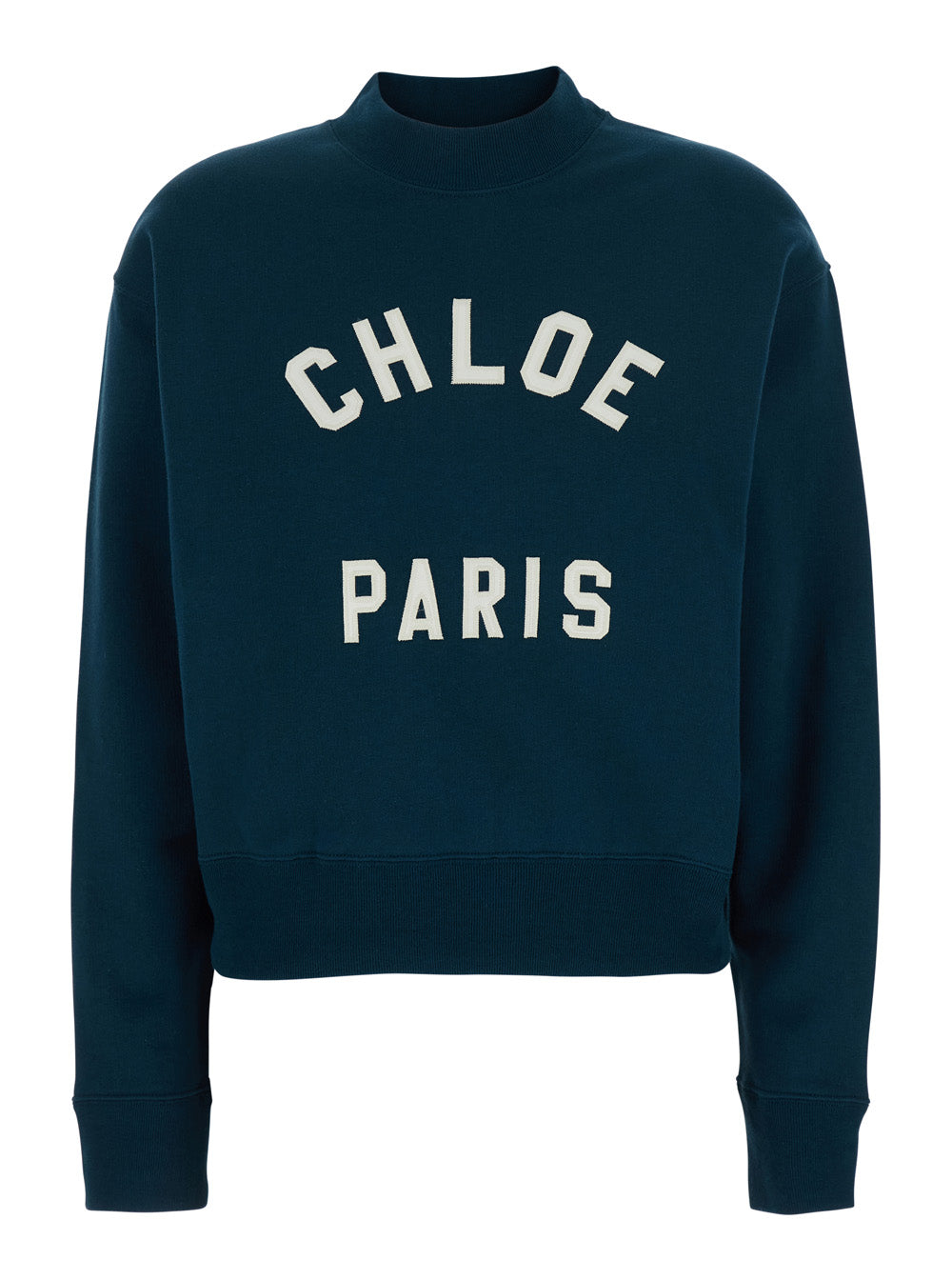 Crewneck Sweatshirt with Logo Lettering Print in Blue for Women Blu Cotton Jersey