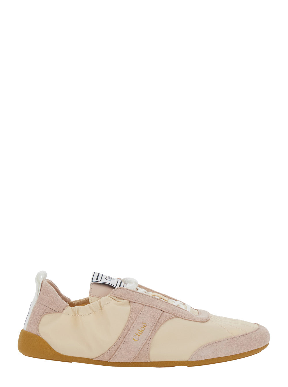 Sneaker Kick with Side Lettering Logo and Elasticized Details in Beige Fabric for Women Polyester