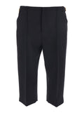 Black Bermuda with Side Buckle Closure and Front Pleats in Wool for Women Shorts