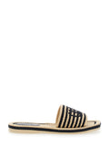 Sandals 19a With Shaped Straps In White Leather For Women White/black Flat Shoes