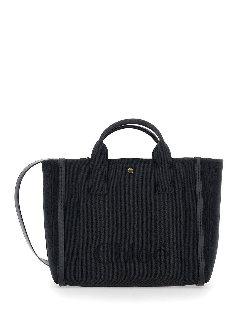 Tote bag Carry Media with Logo Printed on the Front in Black Cotton Canvas for Women Polyester Other Fibres Hand