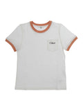 Round Neck T-Shirt with Logo on Front in White Cotton for Girls Tshirts And Polo Shirts