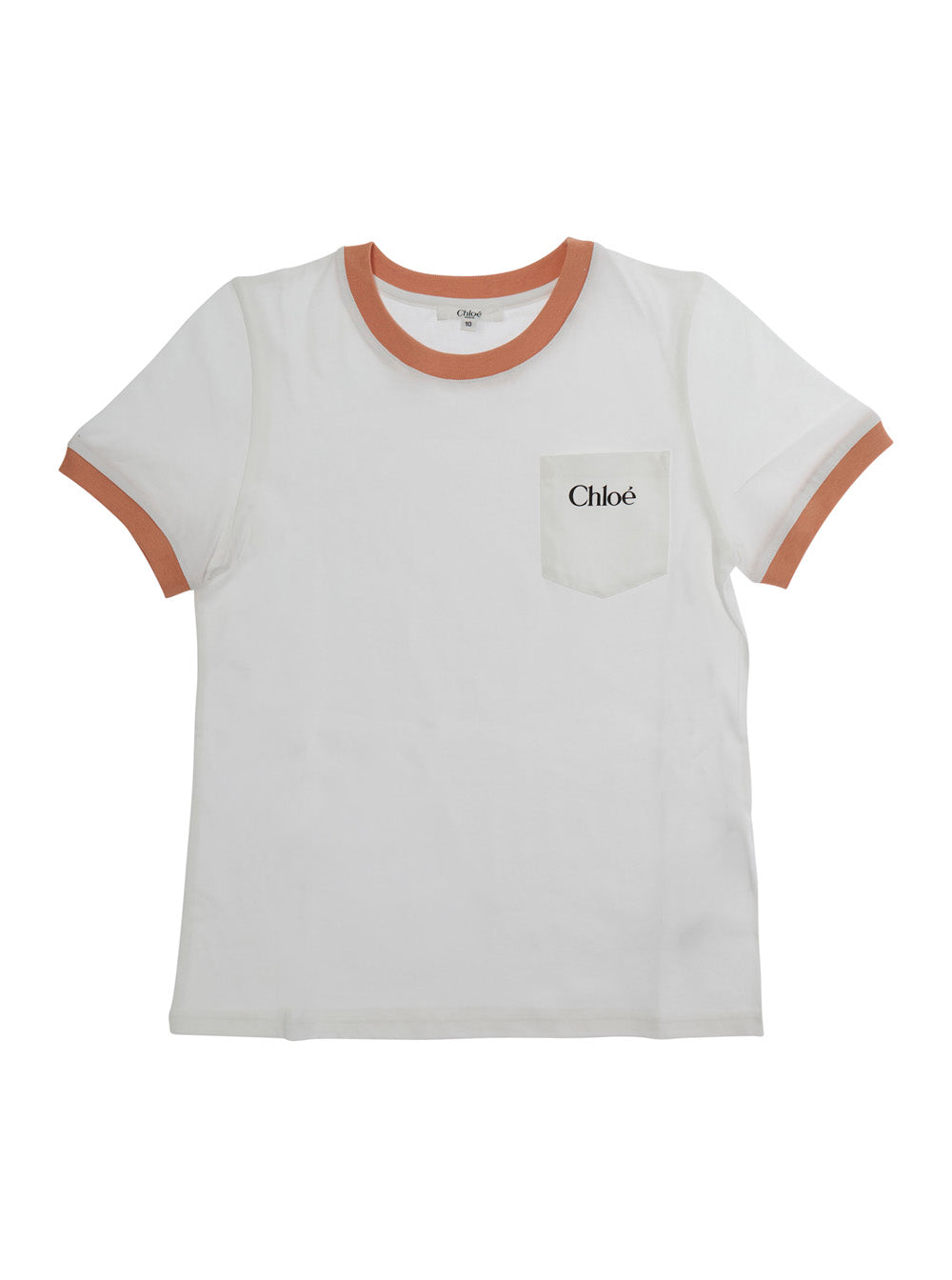 Round Neck T-Shirt with Logo on Front in White Cotton for Girls Tshirts And Polo Shirts