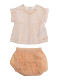 SHIRT + SHORTS Pink with Refined Details in Cotton Child Suits