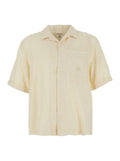 Beige Shirt With Logo Print On The Front In Linen Man And Blouses